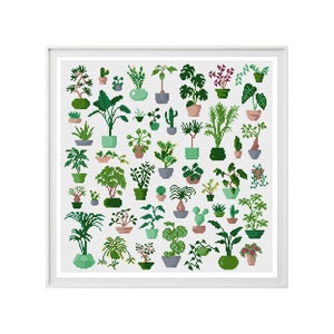 Plant Cross Stitch Pattern (Digital Download - PDF) - Modern Plant Cross Stitch Charts by Tiny Cross Stitch Co