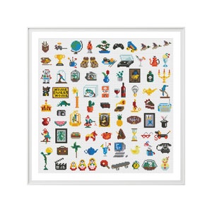 Modern Cross Stitch Pattern (Digital Format PDF) - Household Things - Cross Stitch Charts by Tiny Cross Stitch Co