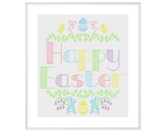 Easter Cross Stitch Pattern (Digital Format PDF) -  Cross Stitch Charts by Tiny Cross Stitch Co