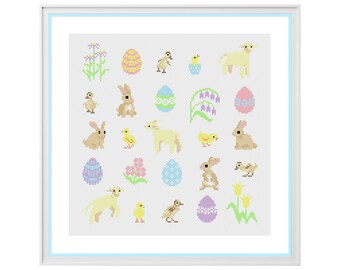 Easter Cross Stitch Pattern (Digital Format PDF) -  Cross Stitch Charts by Tiny Cross Stitch Co