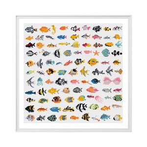 Fish Cross Stitch Pattern (Digital Format PDF) - Modern Cross Stitch Charts by Tiny Cross Stitch Co