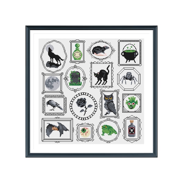 Halloween Kreuzstichvorlage (Digital Download - PDF) - Moderne Halloween Kreuzstichvorlagen von Tiny Cross Stitch Co