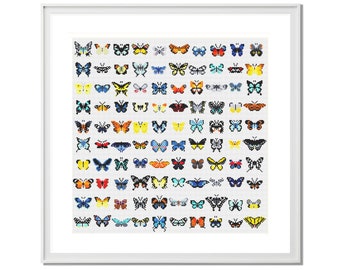 Butterfly Cross Stitch Pattern (Digital Format PDF) - Modern Cross Stitch Charts by Tiny Cross Stitch Co