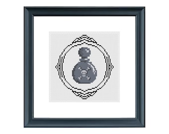 Halloween Cross Stitch Pattern (Digital Download - PDF) - Halloween Poison Potion Cross Stitch Chart by Tiny Cross Stitch Co