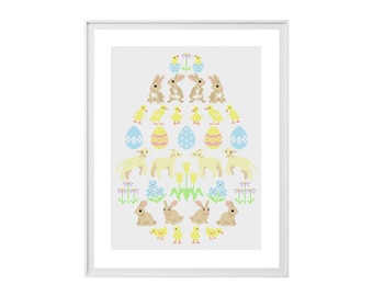 Easter Cross Stitch Pattern (Digital Format PDF) -  Cross Stitch Charts by Tiny Cross Stitch Co