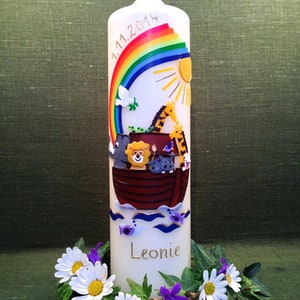 Baptism candle "Noah's Ark 4"