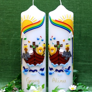 Baptism candles "Noah's Ark 6" for twins