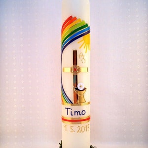 Communion candle "Radiant Rainbow in Gold"