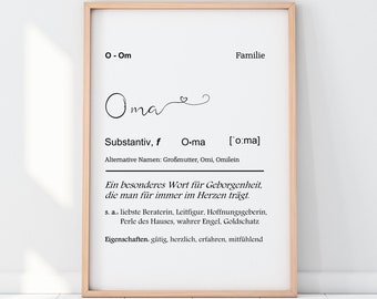 Kunstdruck OMA Definition mit Herz