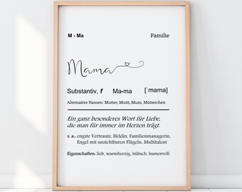 Kunstdruck MAMA Definition mit Herz