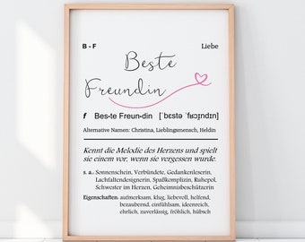 Kunstdruck BESTE FREUNDIN Definition mit Herz Schreibschrift