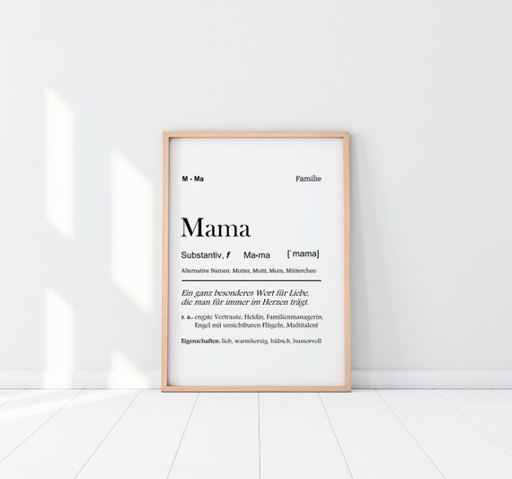 Definition Print Typo Gift A3 or A4 Definition Nursery Mama Family Illustration German Printed poster