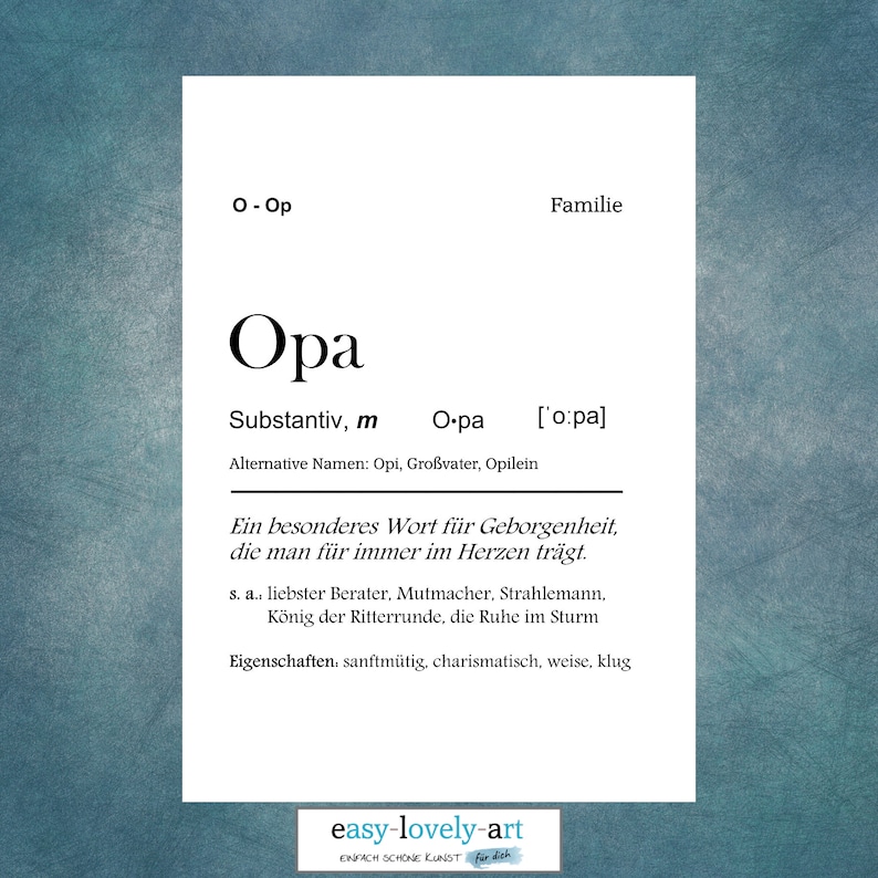 Kunstdruck OPA Definition Etsy.de