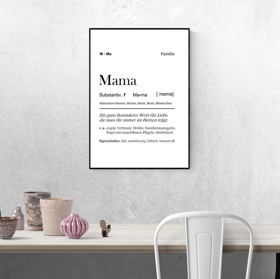 Definition Print Typo Gift A3 or A4 Definition Nursery Mama Family Illustration German Printed poster