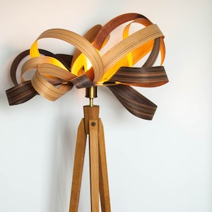 Tripod Floor Lamp Tripod Retro 60- 70iger Design Wood Tripod Floor Lamp veneer standard lamp