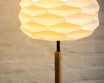 Lámpara de pie, roble, diseño retro moderno, PLA blanco, lámpara estándar, madera, retro marrón blanco TROPPER