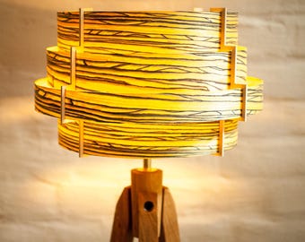Tripod Floor Lamp Tripod Retro 60-70 Design mid century cylinder retro veneer