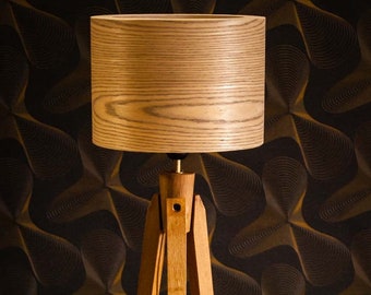 Tripod Stehlampe Dreibein Retro 60- 70iger Design Holzfurnier Tripod Floor Lamp veneer standard lamp