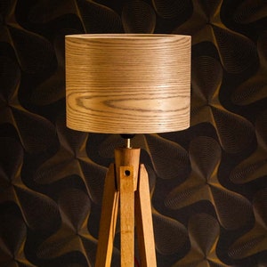 Tripod Floor Lamp Tripod Retro 60-70 Design Wood Veneer Tripod Floor Lamp veneer standard lamp