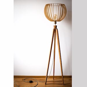 Tripod Floor Lamp Tripod Retro 60s-70s Design Wood Floor Lamp Wood