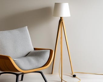 Tripod Floor Lamp Tripod Retro 60-70 Design mid century cylinder retro white