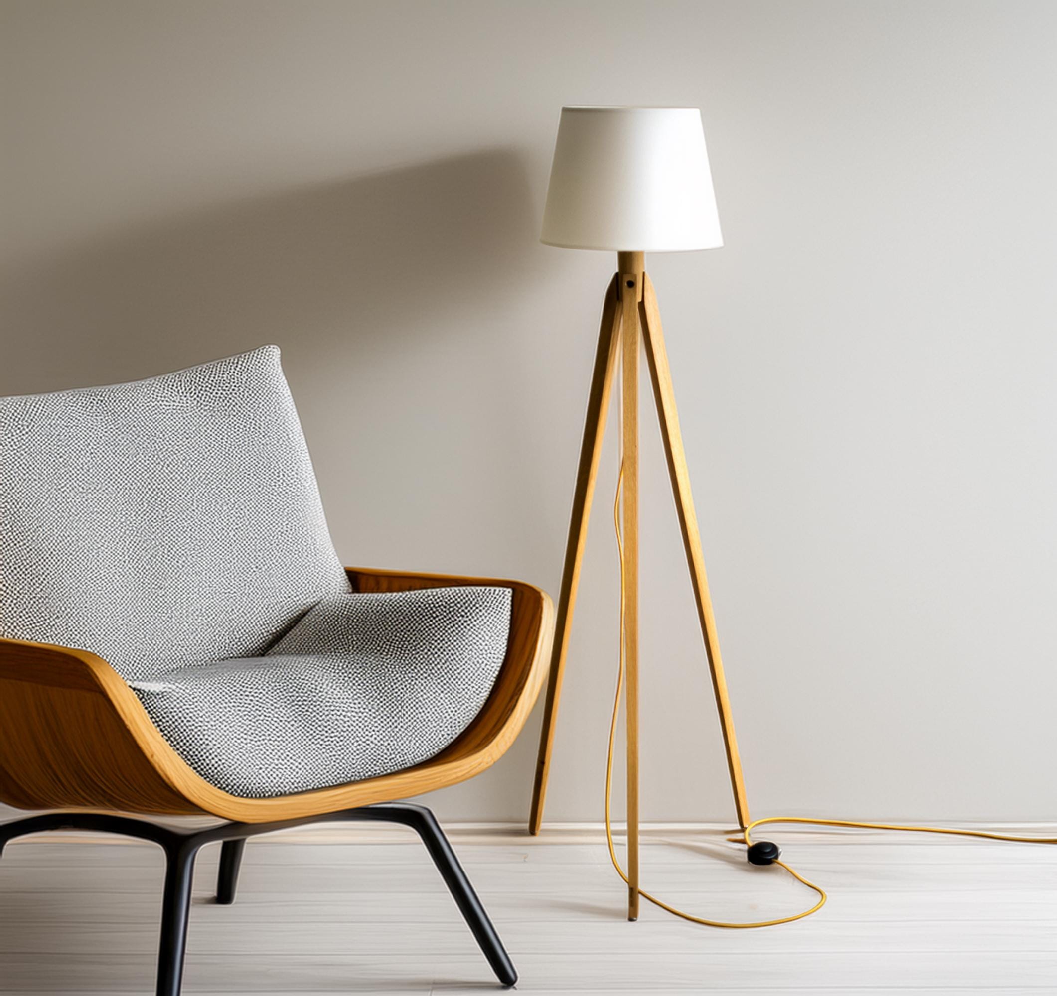 Tripod Floor Lamp Tripod Retro 60-70 Design Mid Century Cylinder