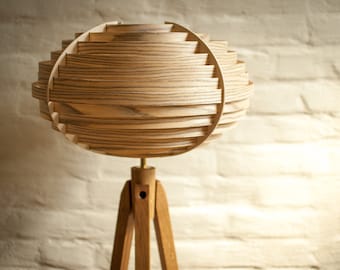 Lampadaire trépied trépied rétro années 60 - 70 design feuillage bois lampadaire bois