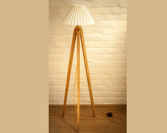 Tripod floor lamp tripod retro 60- 70s design retro pleated linen