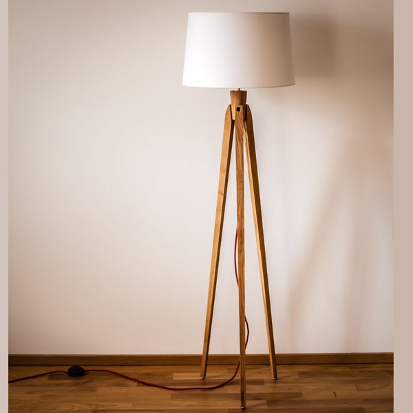 Tripod Floor Lamp Tripod Retro 60-70 Design mid century cylinder retro white