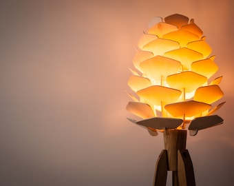 Statief vloerlamp statief retro jaren 60 - 70 design houten bloesem Statief Vloerlamp hout bloem standaardlamp