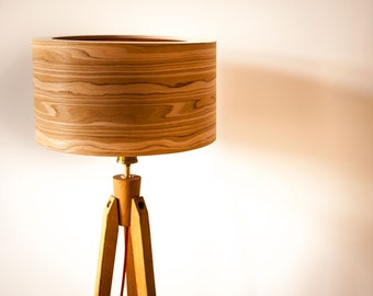 Tripod Floor Lamp Tripod Retro 60-70 Design Wood Veneer Tripod Floor Lamp veneer standard lamp