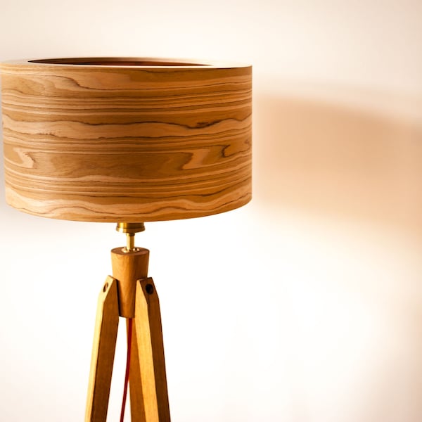 Tripod Floor Lamp Tripod Retro 60-70 Design Wood Veneer Tripod Floor Lamp veneer standard lamp