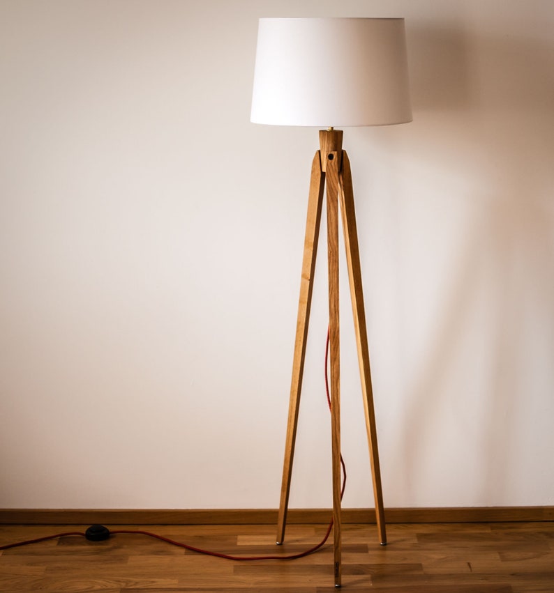 Tripod Floor Lamp Tripod Retro 60-70 Design mid century cylinder retro white image 4