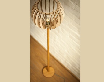 Lámpara de pie roble haya diseño moderno retro chapa madera roble haya lámpara de pie lámpara estándar