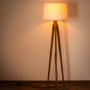 Tripod Floor Lamp Tripod Retro 60-70 Design mid century cylinder retro white image 6