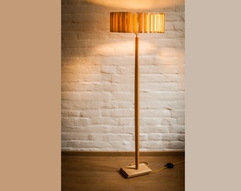 Floor Lamp Retro 60-70 Design mid century cylinder retro veneer wood