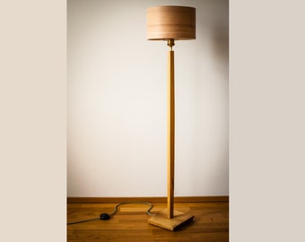 Floor Lamp Retro 60-70 Design mid century cylinder retro veneer wood beech