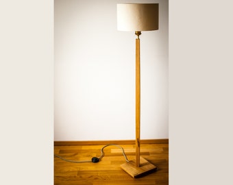 Floor Lamp Retro 60-70 Design mid century cylinder retro veneer wood beech