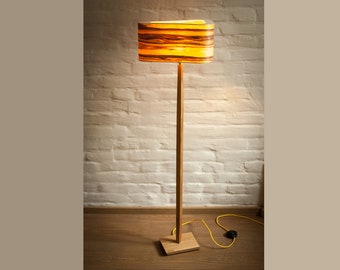 Lampada da terra moderna cilindro design lampada da terra lampada standard impiallacciatura in legno impiallacciato