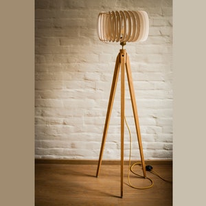 Tripod Floor Lamp Tripod Retro 60s-70s Design Wood Floor Lamp Wood