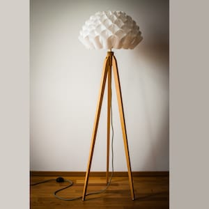Tripod Floor Lamp Retro 60-70 Design mid century Flower retro white