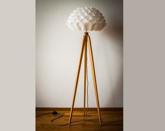 Tripod Floor Lamp Retro 60-70 Design mid century Flower retro white