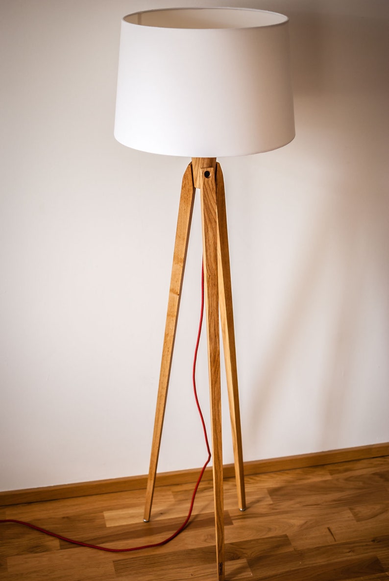 Tripod Floor Lamp Tripod Retro 60-70 Design mid century cylinder retro white image 2