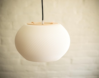 Modern pendant light Ø31 cm – 3D‑printed PLA lampshade, Scandinavian design, textile cable, white