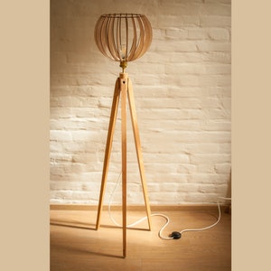 Tripod Floor Lamp Tripod Retro 60s-70s Design Wood Floor Lamp Wood