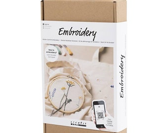 Starter creative set "Embroidery", embroidery set for bags with flowers