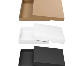 Folding box 22 x 22 x 3 cm, white, with lid, cardboard - 10 boxes/set