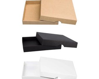 Folding box 12.8 x 12.8 x 2.0 cm, brown, black, white, with lid - 10 boxes/set