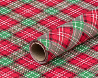 Christmas paper tartan red and green, gift wrapping paper, smooth, roll 0.7 x 10 m