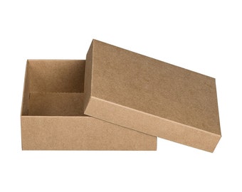 Folding box 15.5 x 23.5 x 5.0 cm, brown, with lid, jade kraft cardboard - Set of 10 boxes